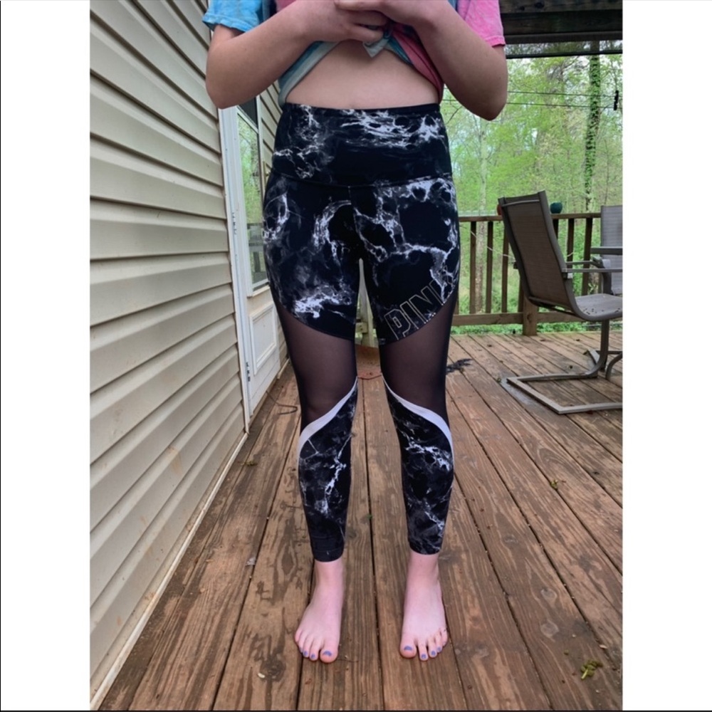 Black Marbled PINK Victoria’s Secret Leggings